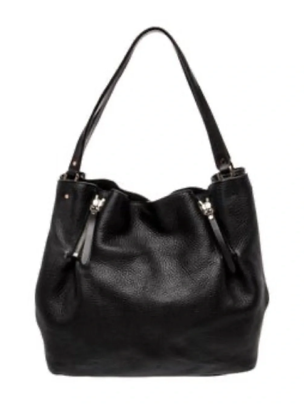 Burberry House Check Black Leather Large Shoulder Tote + Dust Bag